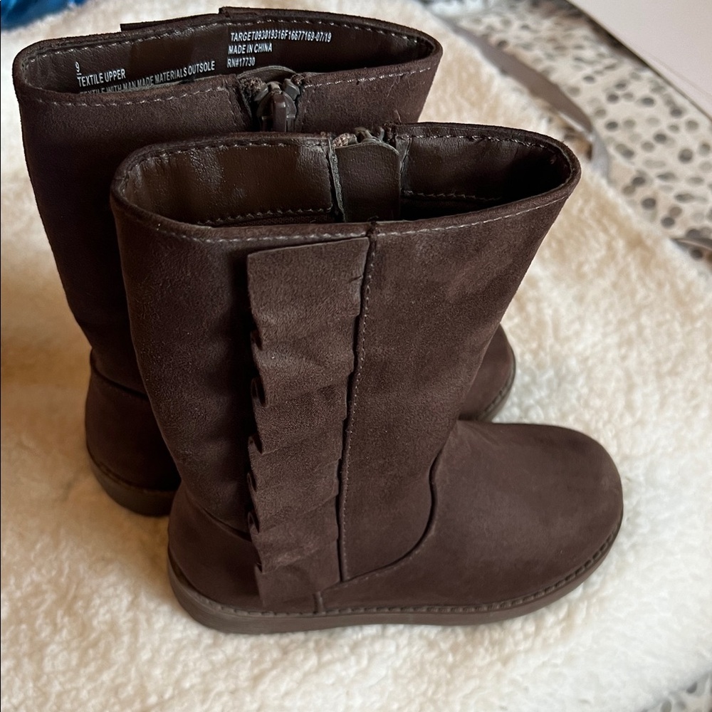 Kids Suede Mid-Calf Boots in Dark Brown - Cat & Jack size 9 NWOT